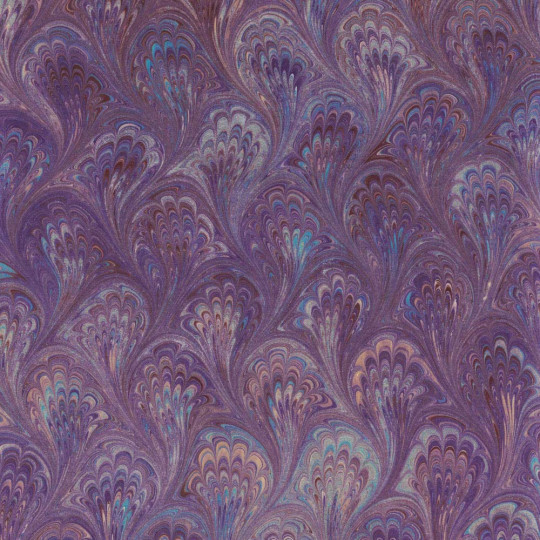 Hand Marbled Paper Peacock Pattern in Purples ~ Berretti Marbled Arts